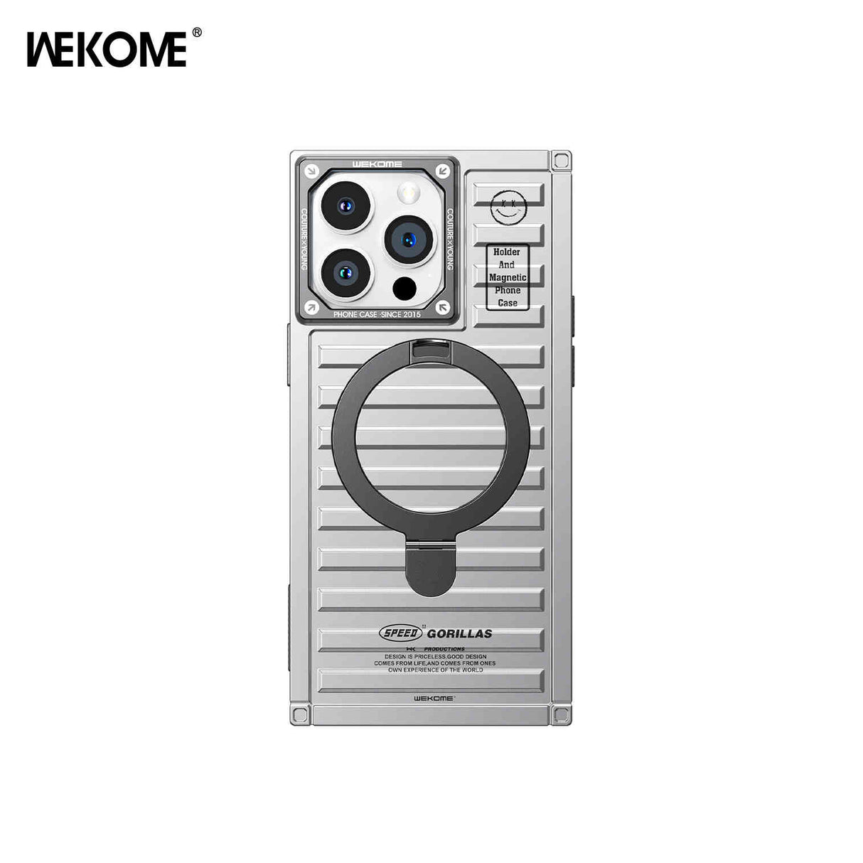 WEKOME WPC-033 Gorillas Series Magnetic Phone Case Gray oil Electroplated for Iphone 15 Pro MAX