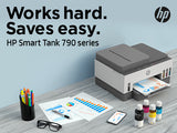 طابعة HP Smart Tank 790 متعددة الوظائف - سرعة طباعة 15 صفحة في الدقيقة / دقة 4800 نقطة في البوصة / مقاس A4 / منافذ USB / LAN / Wi-Fi / فاكس / بلوتوث / طابعة نفث حبر ملونة