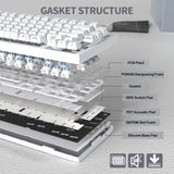 ATTACK SHARK X820 Ultra Tri-Mode 75% Gasket Mechanical Keyboard - White Contours + Shark Switch