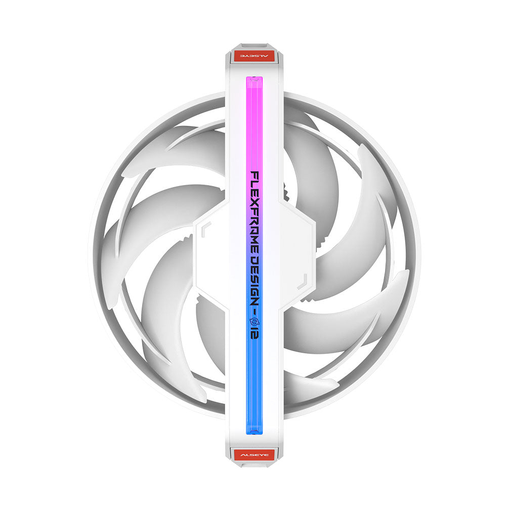 Alseye Φ12(DM12)-W DC 12V High Air Pressure Case Fan Support ARGB with Hidden Screws Option - White