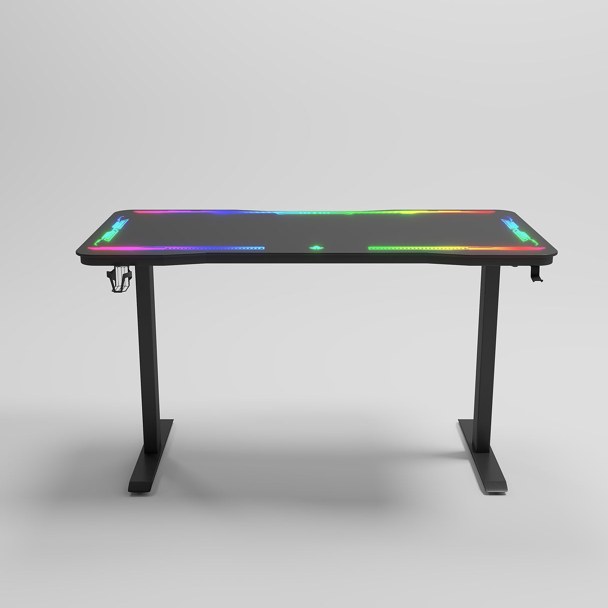 Gamax P206 Tempered Glass Surface Gaming Table 120*60*74 cm with Mousepad & Full RGB - Black (Installation Not Included)