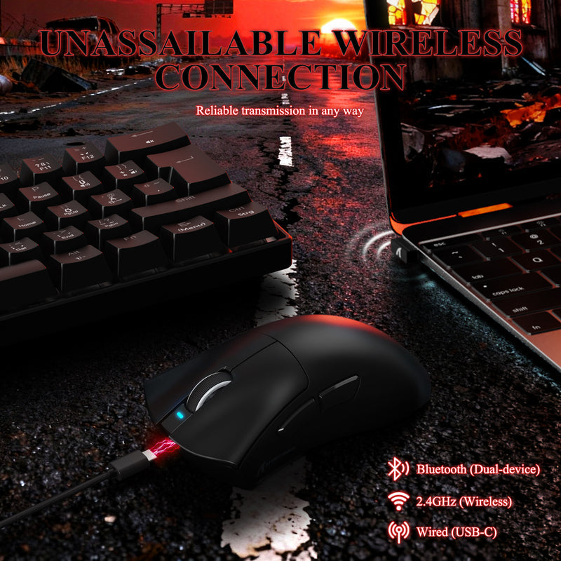 ATTACK SHARK V3PRO Ultra-Light Tri-Mode Gaming Mouse with Charging Dock Up to 25,000 DPI - Black