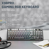 ATTACK SHARK X98PRO 99 Keys Tri-Mode Gaming Keyboard with LED Color Display & Number Pad - Gradient Black Blueberry switch
