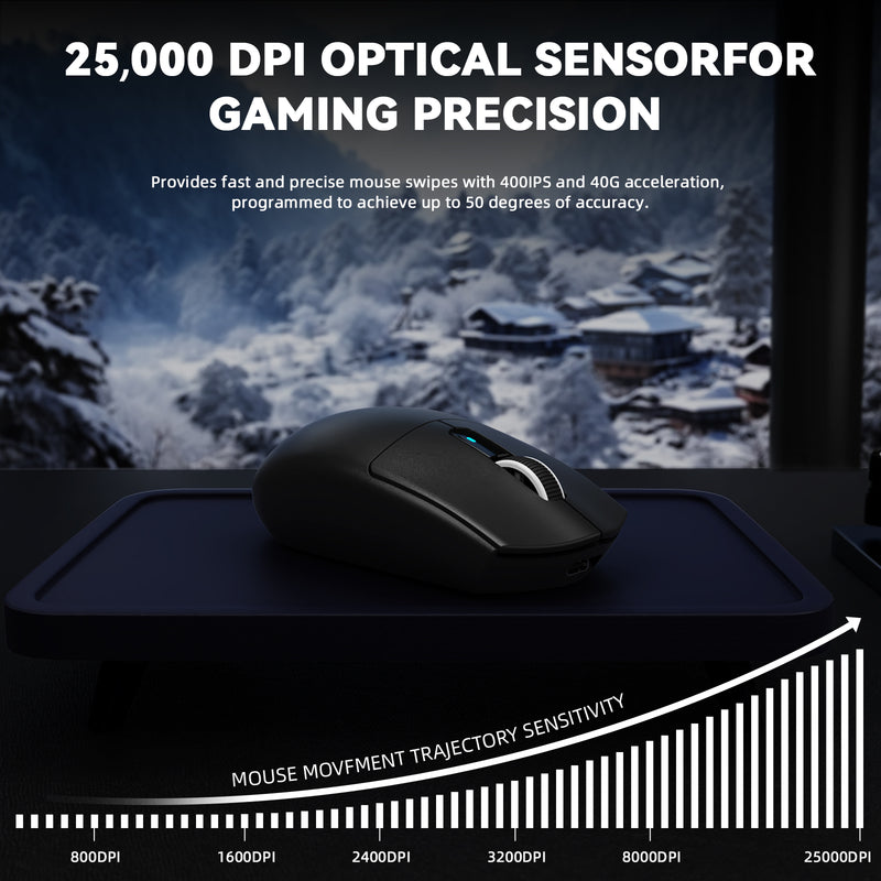 ATTACK SHARK G3Pro Tri-Mode Wireless Gaming Mouse with Charge Dock with Charge Dock 25000 DPI - Black