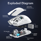 ATTACK SHARK X11 63g UltraLight Wireless Gaming Mouse with Charging Dock - White