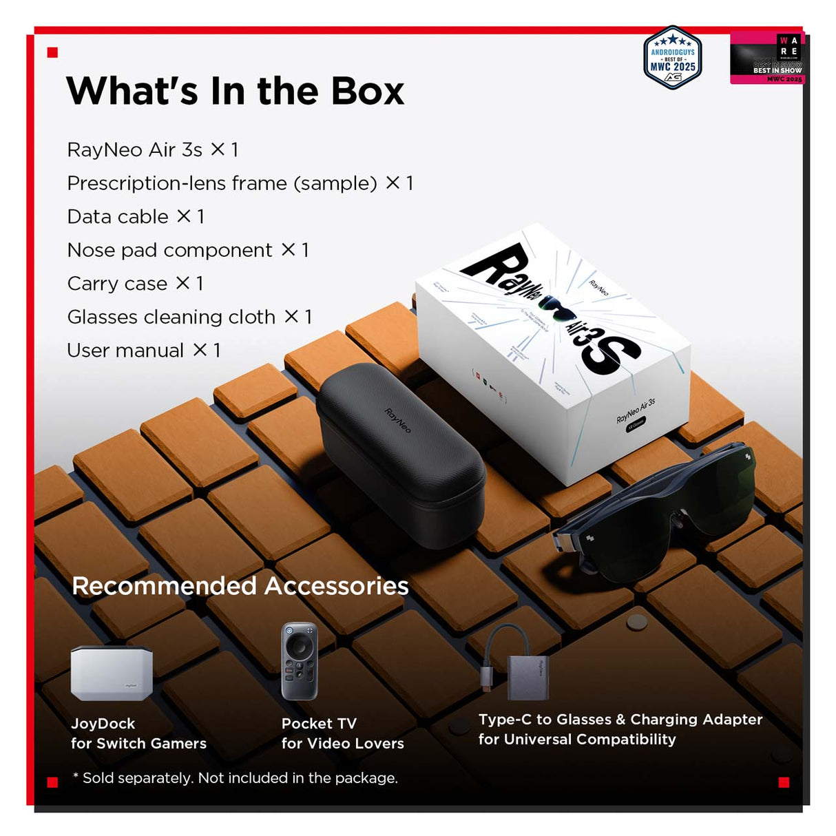 RayNeo Air 3s AR Glasses 201" Portable Cinema for Movies & Games