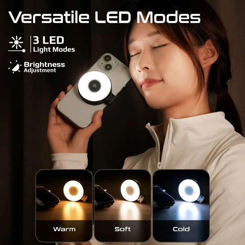 Promate 360° Rotatable Ultra-Slim MagSafe Compatible Rechargeable LED Ring Light - Grey