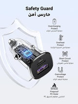 يوجرين شاحن سيارة سريع ثنائي المنفذ بقوة 30 واط — رمادي فضائي (EC305-25845)