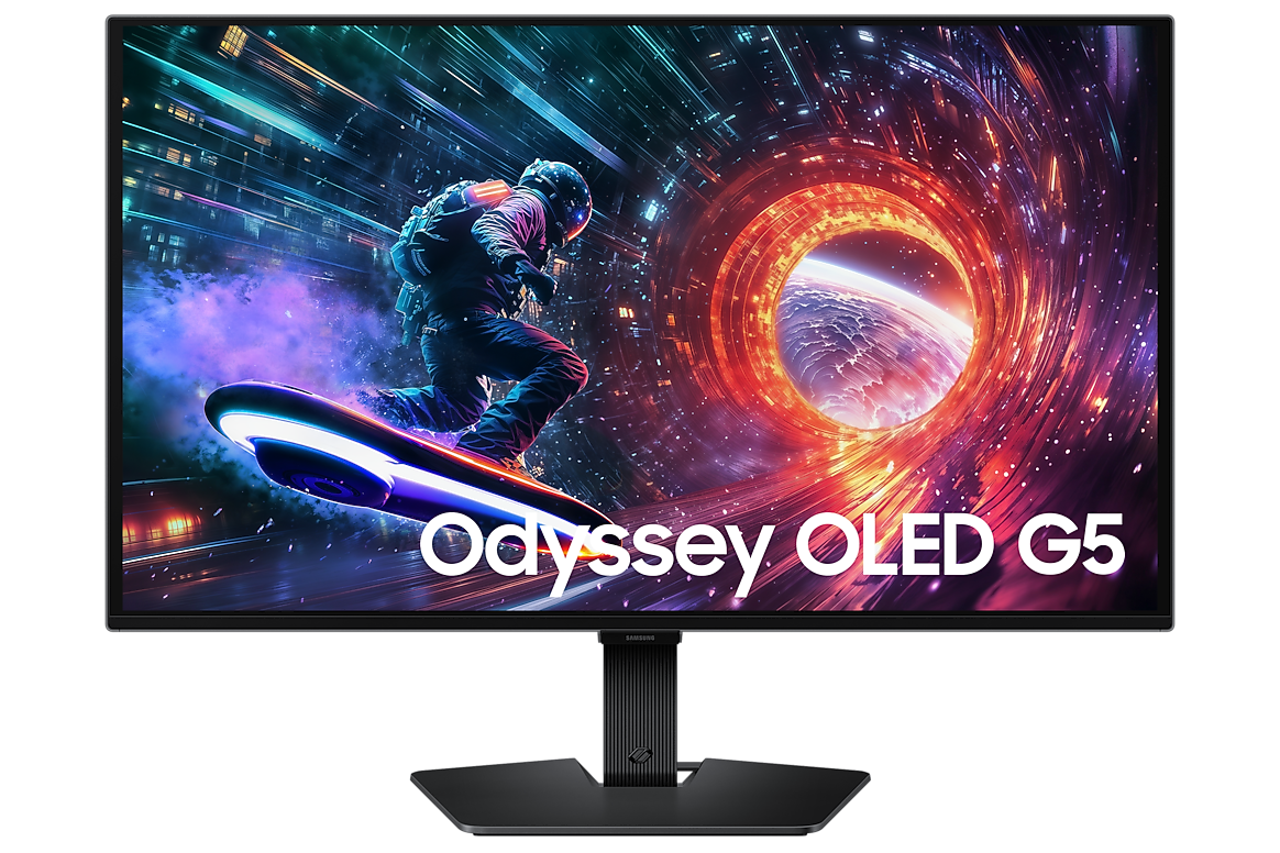 شاشة سامسونج أوديسي OLED G5 G50SF للألعاب، مقاس 27 بوصة، بدقة QHD (2560 × 1440)، ومعدل تحديث 180 هرتز، وزمن استجابة 0.03 مللي ثانية، ومتوافقة مع تقنيتي G-Sync وFreeSync 2.0، بتقنية IPS المسطحة - لون أسود LS27FG502EMXUE