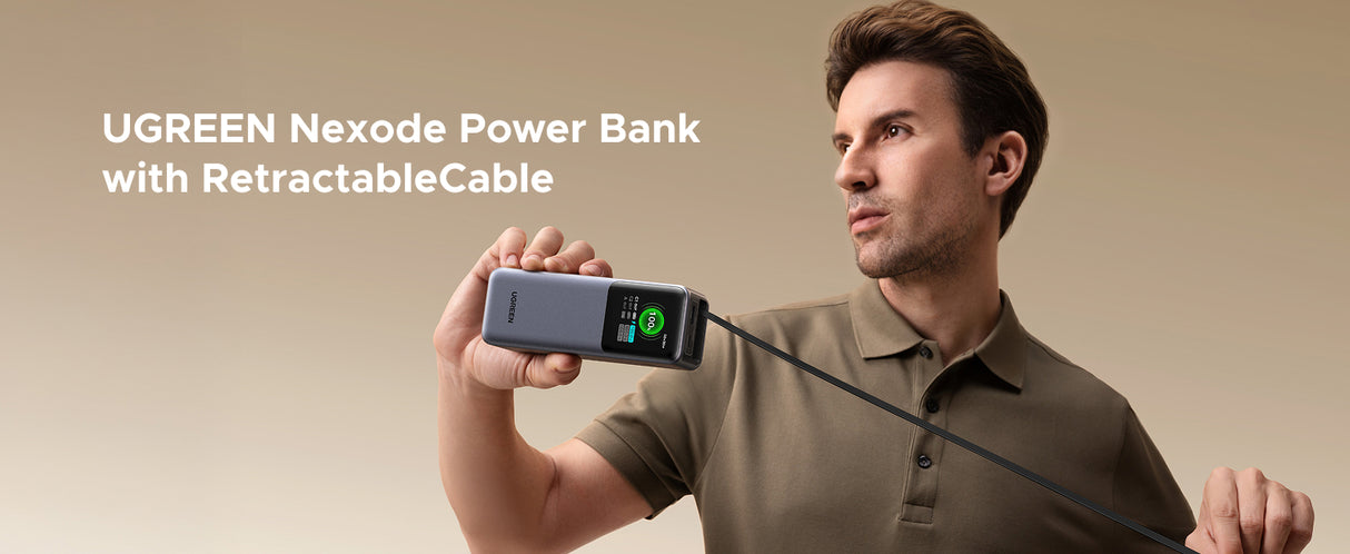 UGREEN Nexode Power Bank 20000mAh 165W with Retractable USB-C Cable - PB726