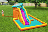 BESTWAY 5.65M X 3.73M X 2.65M TIDAL TOWER MEGA WATER PARK (Contents:1 slide, 1 blower(stakes included), 1 repair kit (multiple assorted patches), 1 storage bag,13 bouncer stakes, 1 waters spraying hose,) Age 5+ / 53385