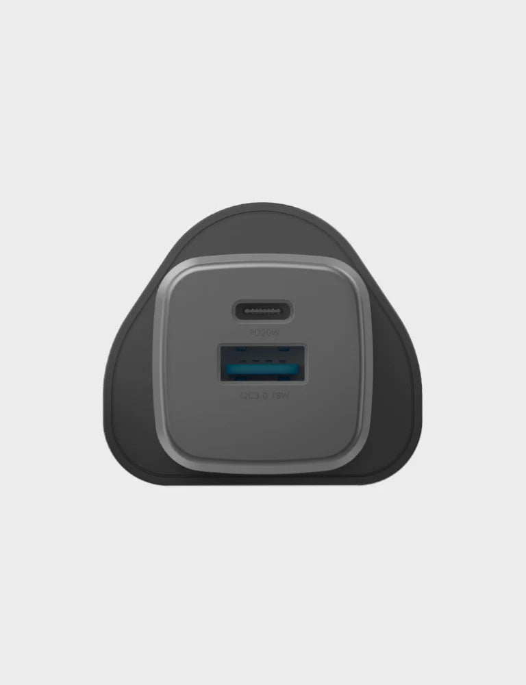 ENERGEA AMPCHARGE GAN20, 1C1A PD/QC3.0 WALL CHARGER,20W (UK) - GUNMETAL