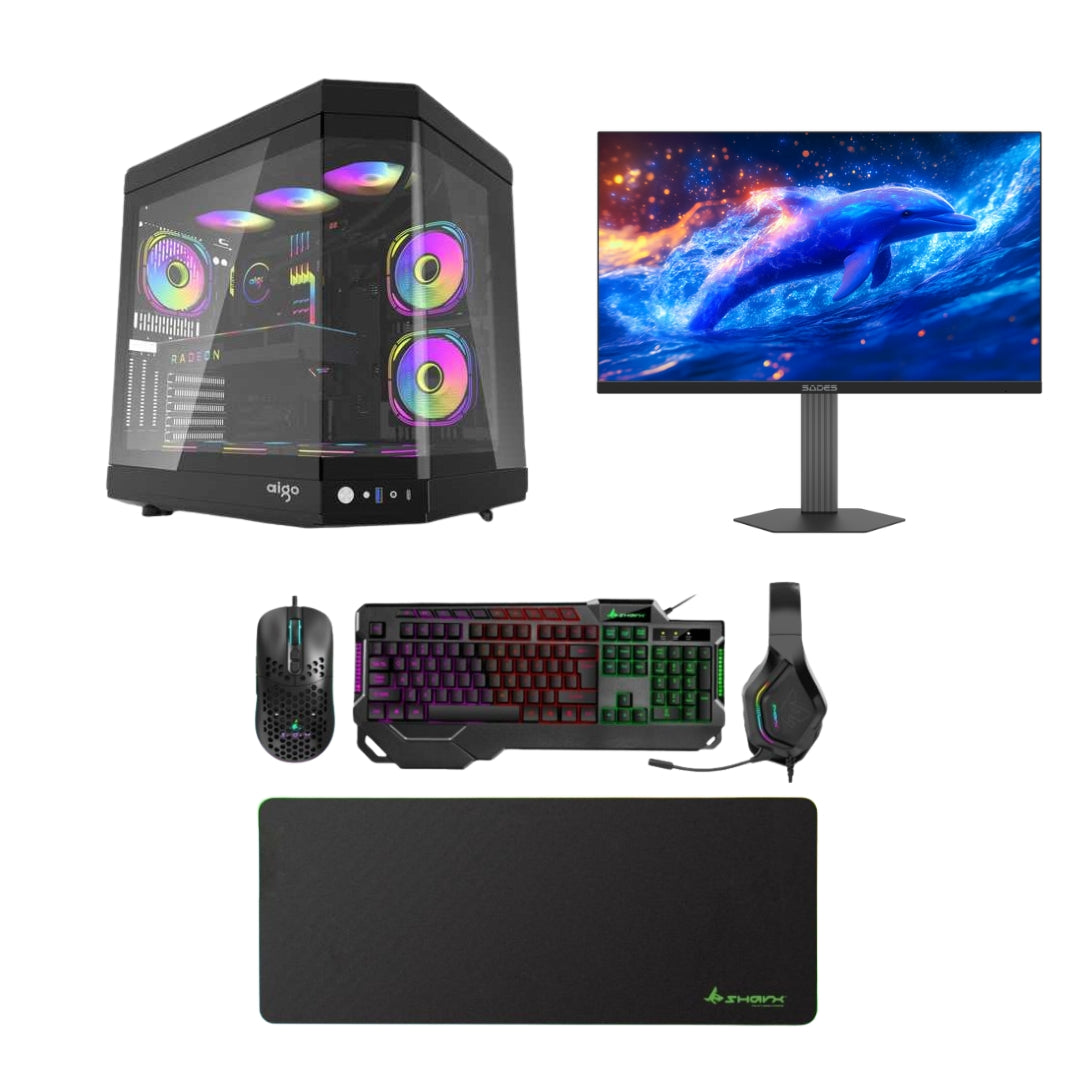 Gaming PC Bundle Intel Core i7-12700F, RTX 5060 Ti (VRAM 8GB), 16GB RAM DDR5 6000 with 27" 2K Monitor & 4-in-1 Gaming Kit