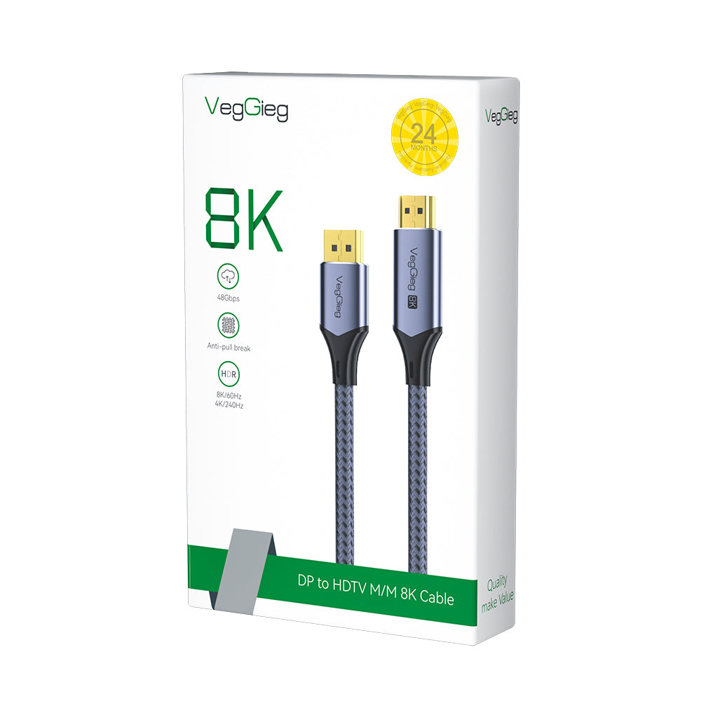 VegGieg DP to HDMI M/M 8K 2 meters Cable Model V-Z103