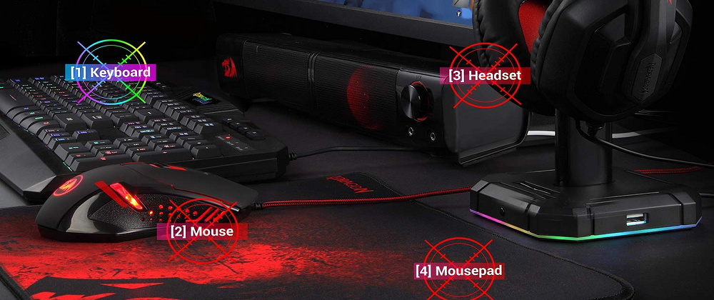 Redragon S101 PC Gaming Keyboard and Mouse Combo, Mousepad, Headset with Mic