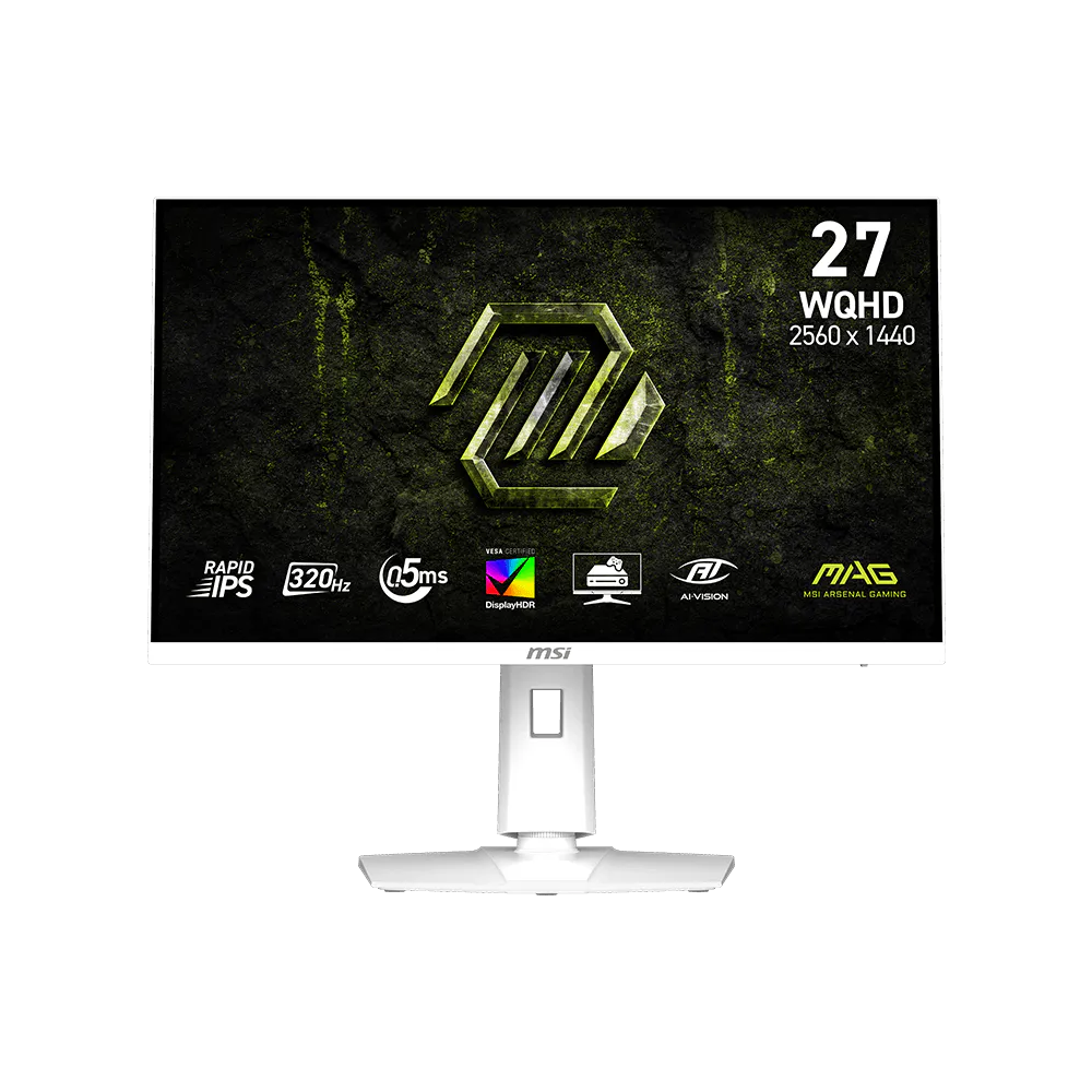 ام اس اي شاشة ألعاب مسطحة بتقنية IPS  طراز MAG 274QRFW X32، مقاس 27 بوصة، بدقة WQHD (2650 × 1440)، ومعدل تحديث 320 هرتز، وزمن استجابة 0.5 مللي ثانية، ومنفذ HDMI 2.1 - لون أبيض