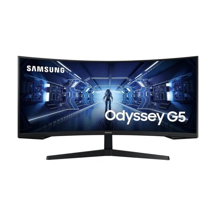 شاشة سامسونج أوديسي G55T برو للألعاب، مقاس 34 بوصة، بدقة WQHD 2K (3440 × 1440)، ومعدل تحديث 165 هرتز، وزمن استجابة 1 مللي ثانية، ولوحة VA منحنية - أسود LC34G55TWWMXUE