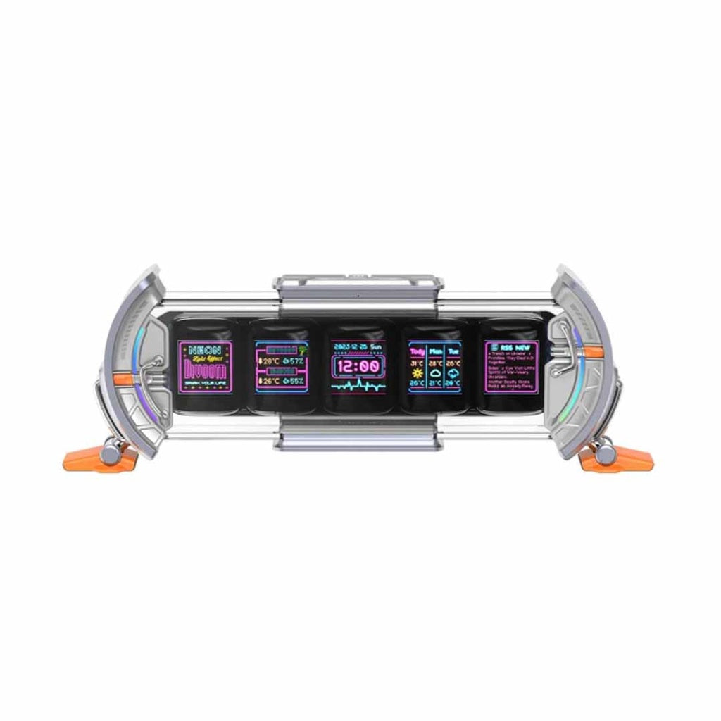 Divoom Times Gate Pixel Art Informative Cyberpunk Digital Clock Display - Silver