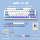 ATTACK SHARK X85 Tri-Mode 75% Gasket mounted Mechanical Keyboard - White Purple Jade Switch (Arabic)