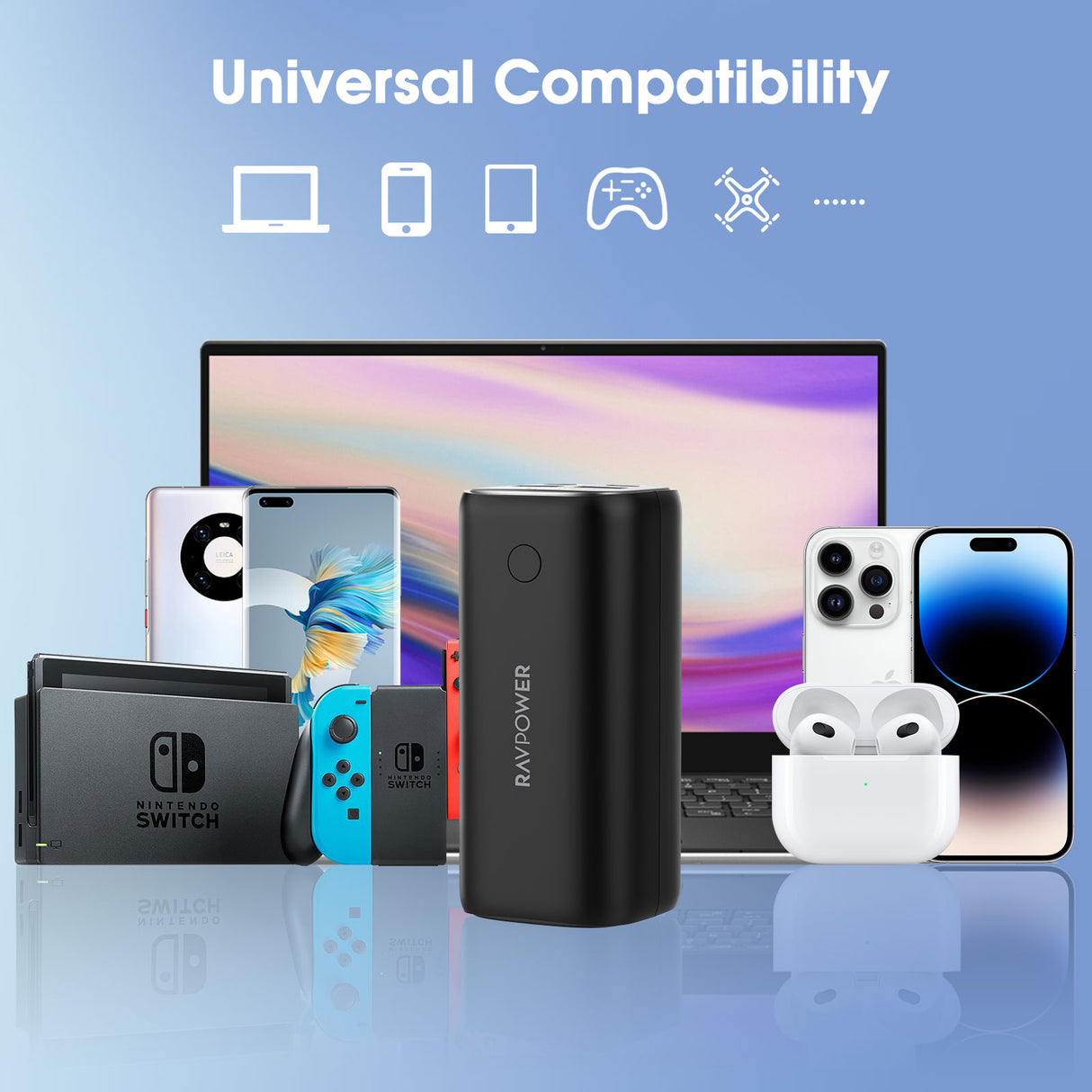 RP-PB208Pro 20000mAh PD70W 4-Port Portable Charger  Offline Black - RP-PB208Pro