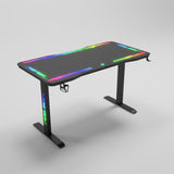 Gamax P206 Tempered Glass Surface Gaming Table 120*60*74 cm with Mousepad & Full RGB - Black (Installation Not Included)