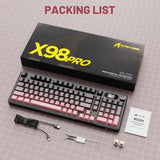 لوحة مفاتيح ألعاب ATTACK SHARK X98PRO بعدد 99 زرًا مع وضع اتصال ثلاثي، وشاشة عرض LED ملوّنة، ولوحة أرقام مدمجة - Pink Blueberry Switch