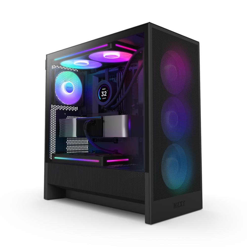 كيس NZXT H5 Flow RGB (موديل 2024) – ميد تاور مدمج ATX بمراوح RGB – أسود