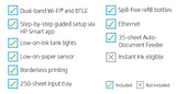طابعة HP Smart Tank 790 متعددة الوظائف - سرعة طباعة 15 صفحة في الدقيقة / دقة 4800 نقطة في البوصة / مقاس A4 / منافذ USB / LAN / Wi-Fi / فاكس / بلوتوث / طابعة نفث حبر ملونة