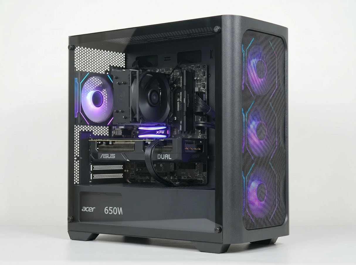 Custom Gaming PC Bundle Intel Core i5-12400F, RTX 5060 8GB, 16GB RAM DDR4, 500GB SSD, With GAMEON 24" FHD Monitor, Gamax Gaming Chair, Gamax D2501 Gaming Table & Sades Gaming Combo