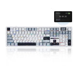 AULA F108 PRO 100% full Size with 108 Hot-Swappable Keys Wireless Gaming Keyboard with Screen , Knop & LEOBOG Nimbus Switch V3 - White Blue