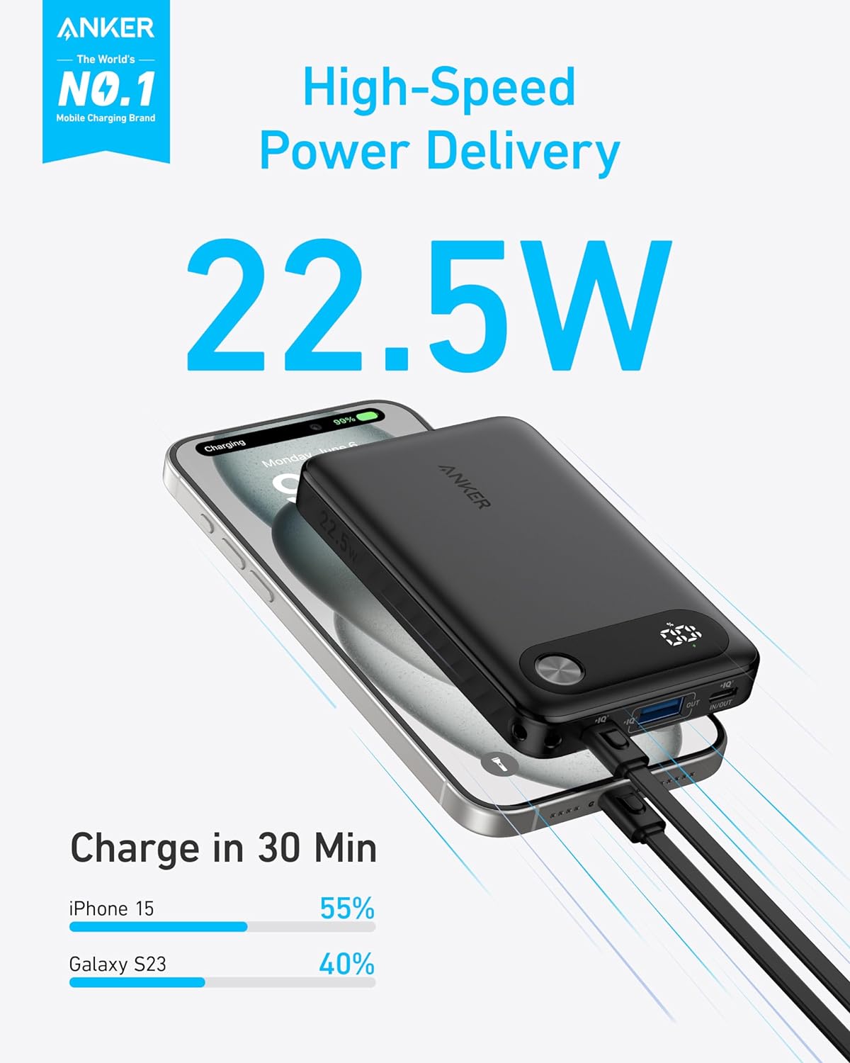 A1257H11 Anker Power Bank (10K, 22.5W) Black Level Up
