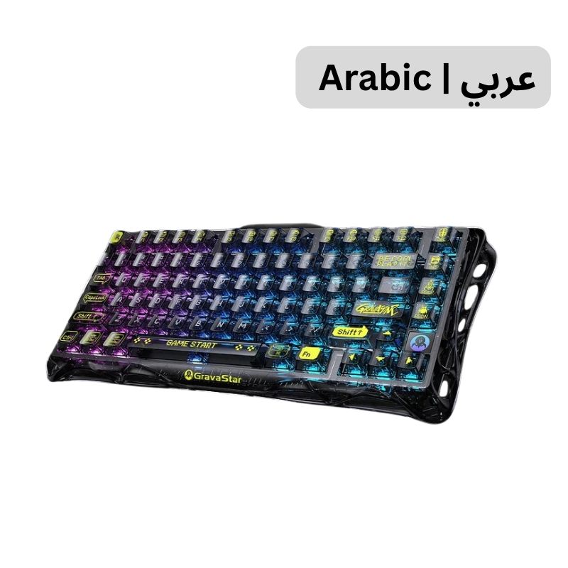 جرافاستار ميركوري كي ١ لايت كيبورد ألعاب ميكانيكي لاسلكي عربي بنسبة ٧٥٪ باللون الأسود الشفاف