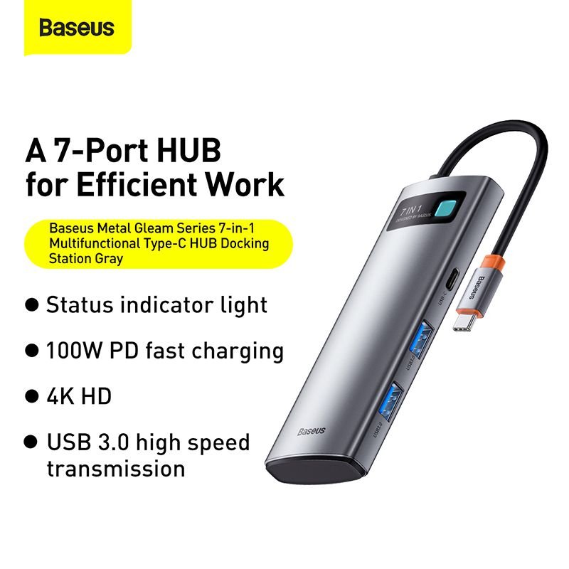 Baseus Metal Gleam 7-Port HUB - Space Grey