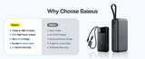 Baseus EnerFill FC11 Digital Display Power Bank with Dual Built-in USB-C Cables  20000mAh 45W - Cosmic Black
