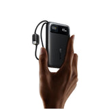 Baseus EnerFill FC31 Qpow3 Digital Display Power Bank with 2 Built-in USB-C Cables 10000mAh 45W - Cosmic Black