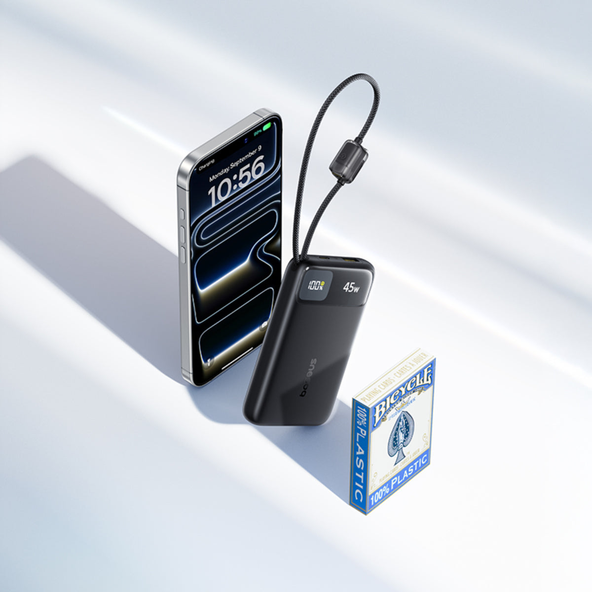 Baseus EnerFill FC31 Qpow3 Digital Display Power Bank with 2 Built-in USB-C Cables 10000mAh 45W - Cosmic Black