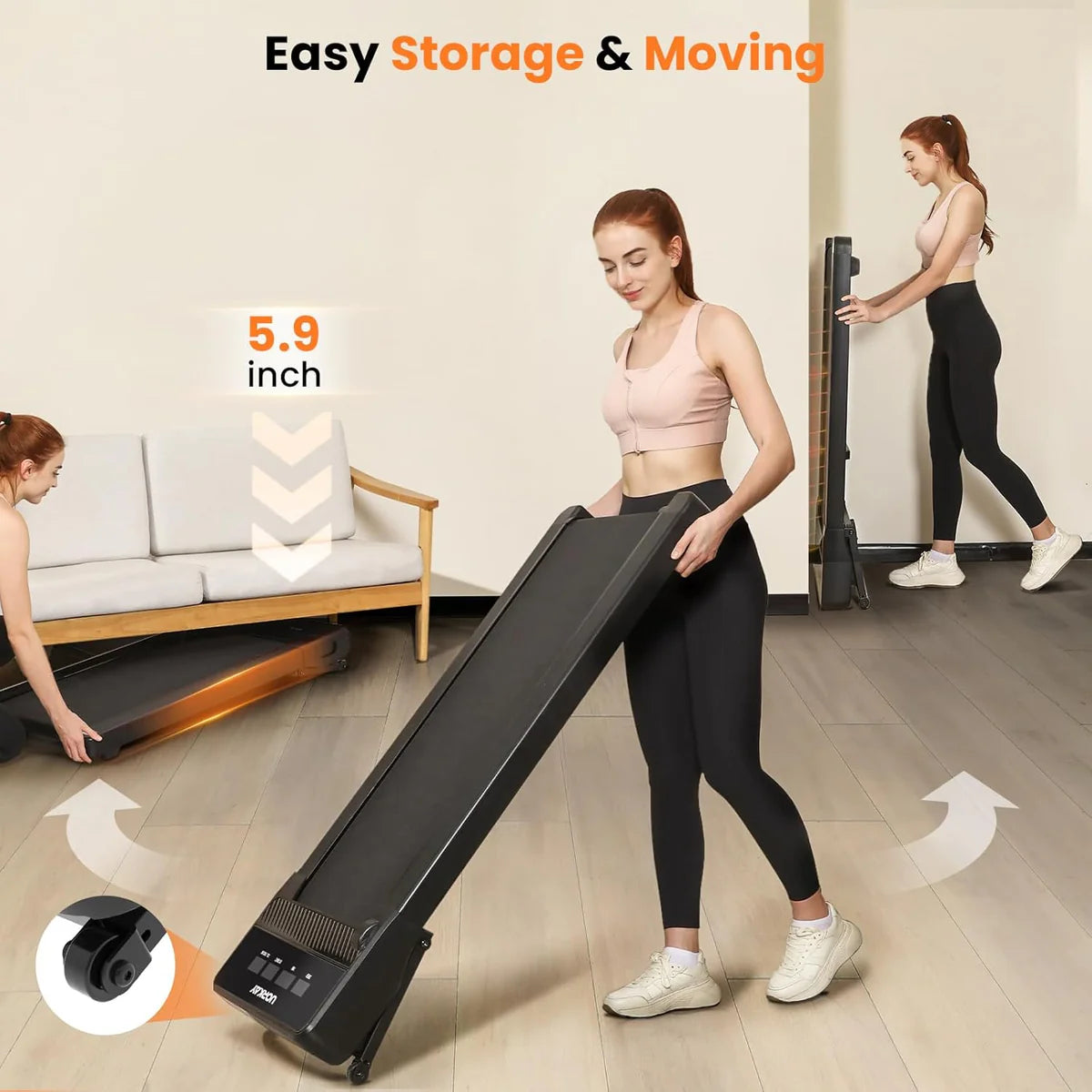 Auto Incline Walking Pad Treadmill with 12% Incline & LED Display UMWP105 - Black