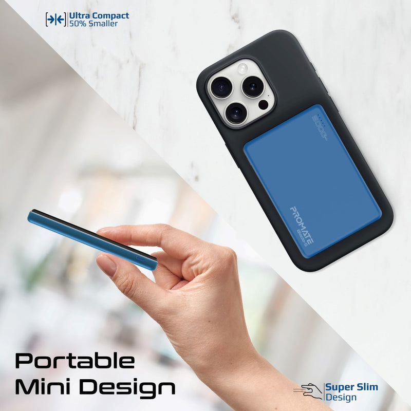Promate 5000mAh Ultra-Slim Aluminum Crafted MagSafe Compatible Wireless Charging PowerBank