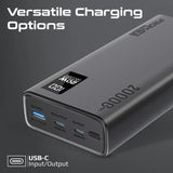 بروميت بنك الطاقة الذكي المدمج BOLT-20PD مزود بمنفذي USB-C بقوة 20 واط بتقنية الشحن السريع PD ومنفذي USB-A بقوة 22.5 واط - اسود