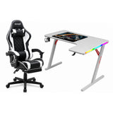 Gamax L Shape RGB White Table 140*100*74 With White Chair Gaming Furniture Bundle