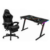 Gamax RGB White Table 120*60*74 With Black Chair Gaming Furniture Bundle