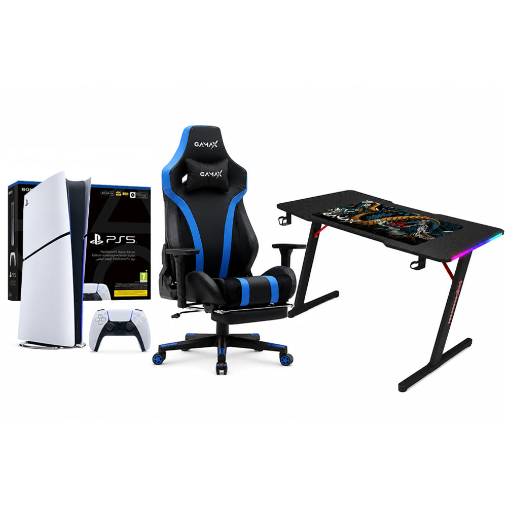 PlayStation Bundle Digital Console 825GB with Gamax RGB Black Table 140*60*74 & Gamax Leather Gaming Chair