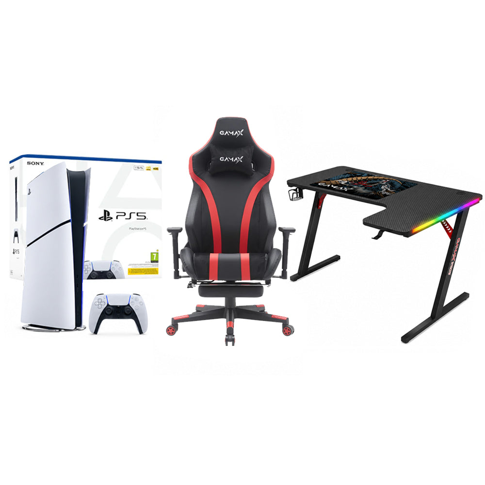 PlayStation Bundle Disk Console with Gamax L Shape RGB Black Table 140*100*74 & Gamax Leather Gaming Chair