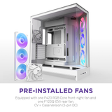 NZXT H9 Flow RGB 2025 Dual Chamber Mid Tower Case With RGB Fans - White
