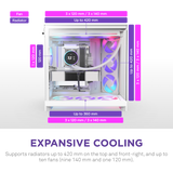 NZXT H9 Flow RGB 2025 Dual Chamber Mid Tower Case With RGB Fans - White