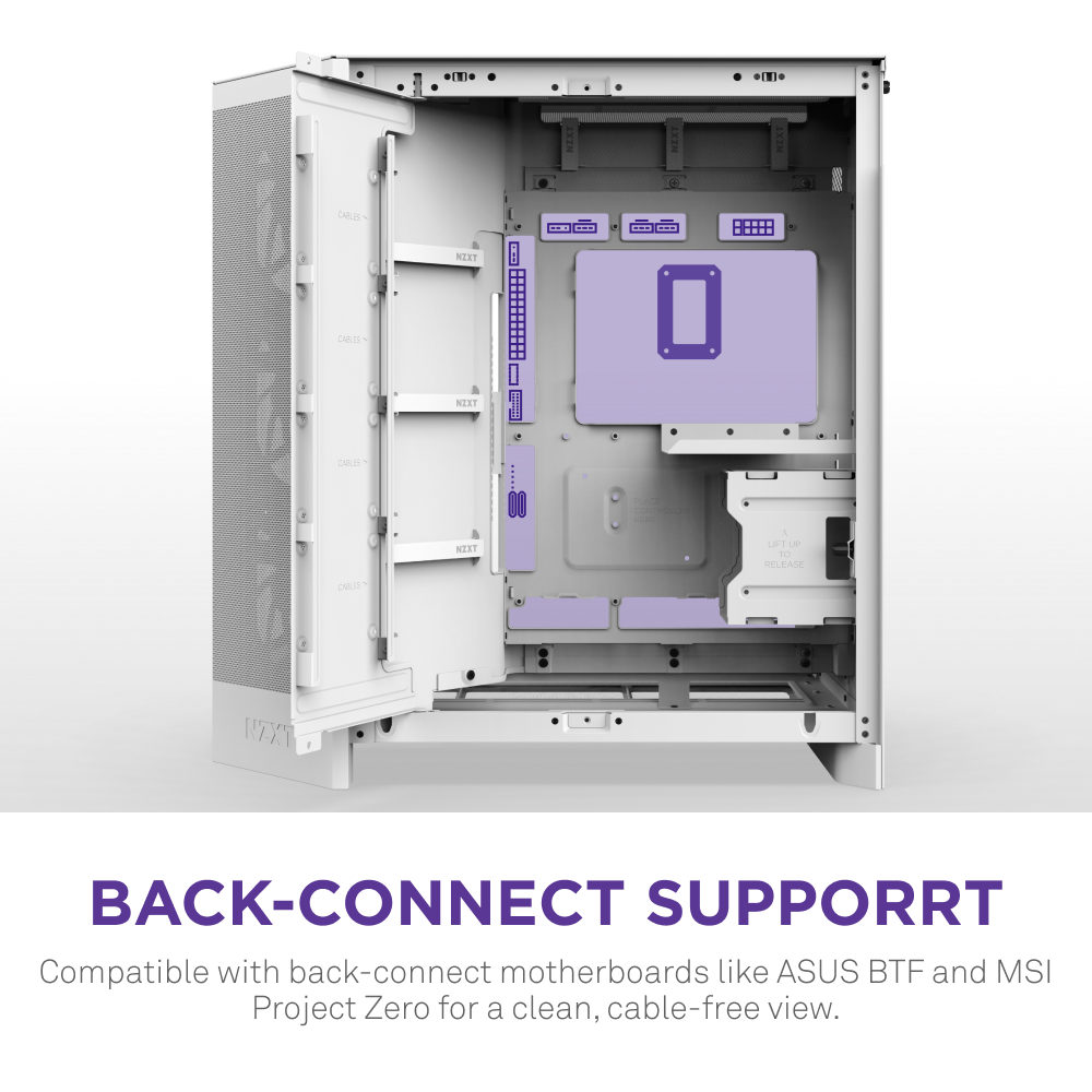 NZXT H9 Flow RGB 2025 Dual Chamber Mid Tower Case With RGB Fans - White