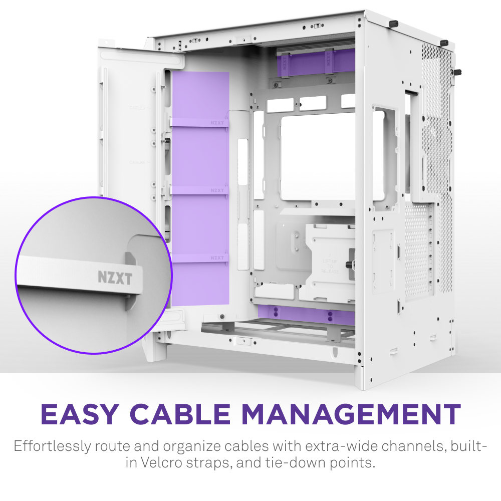 NZXT H9 Flow RGB 2025 Dual Chamber Mid Tower Case With RGB Fans - White