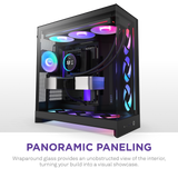 NZXT H9 Flow RGB+ 2025 Dual Chamber Mid Tower Case With RGB Fans & Control Hub - Black