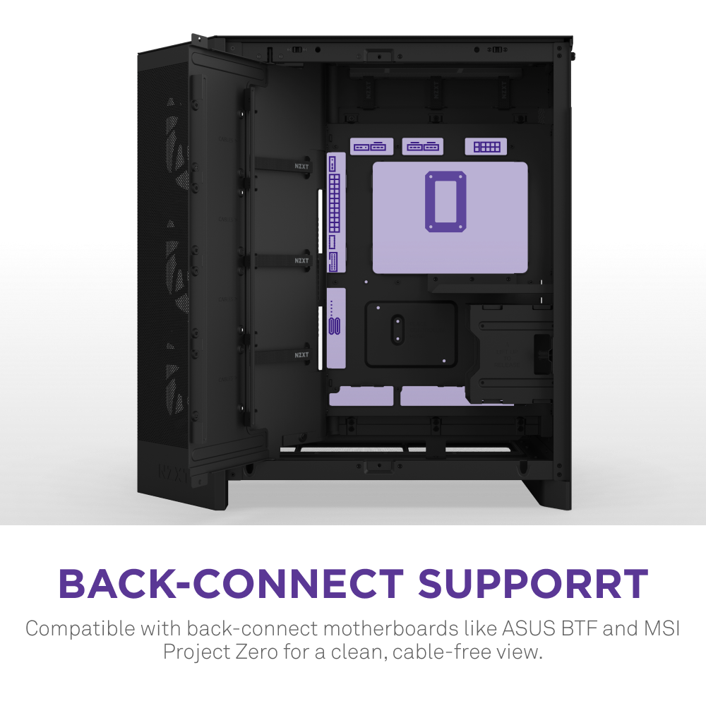 NZXT H9 Flow RGB+ 2025 Dual Chamber Mid Tower Case With RGB Fans & Control Hub - Black