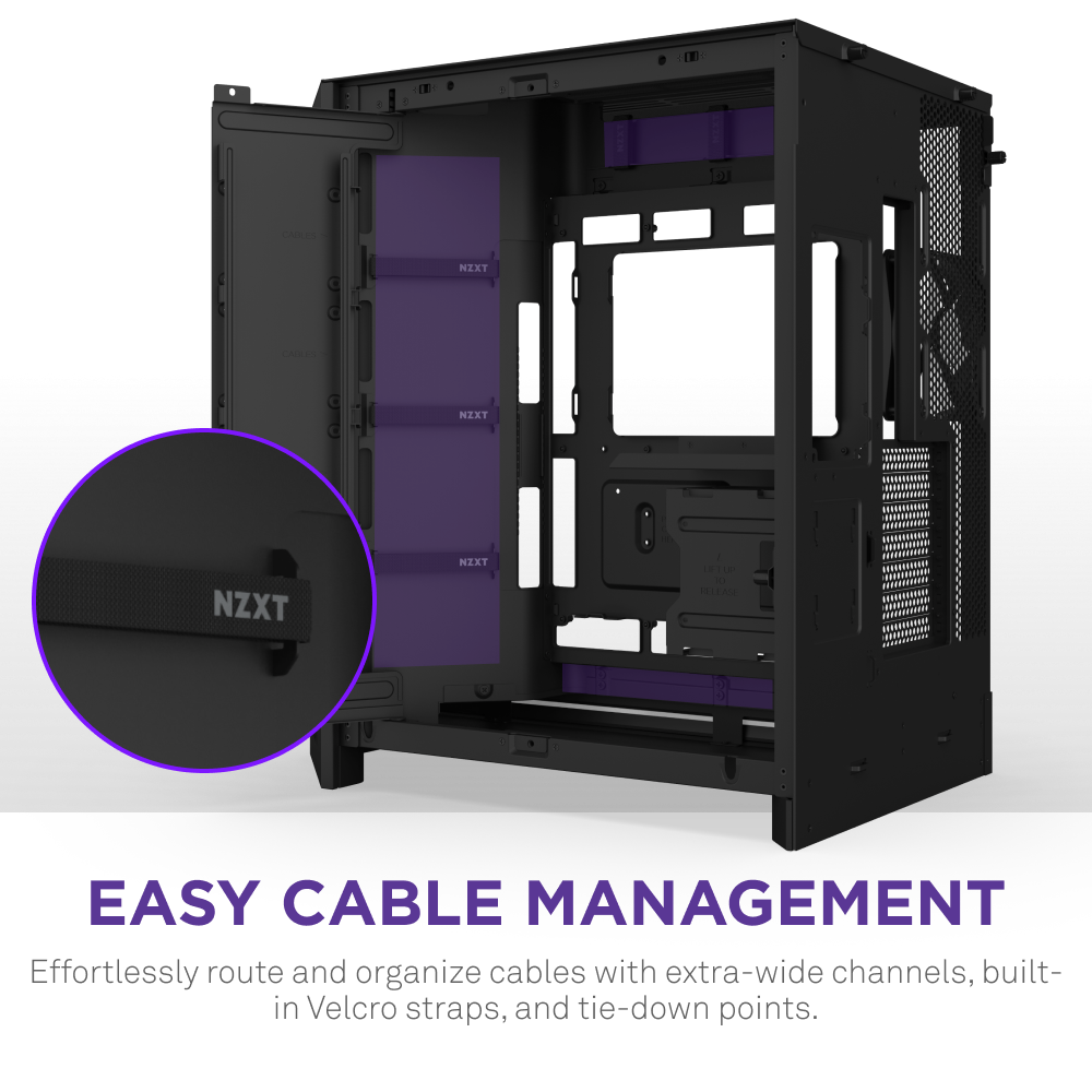 NZXT H9 Flow RGB+ 2025 Dual Chamber Mid Tower Case With RGB Fans & Control Hub - Black